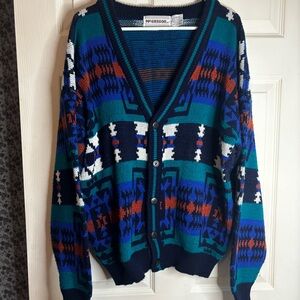 Vintage McGregor Bold Patterned Knit Cardigan Grandpa-core Whimsygoth